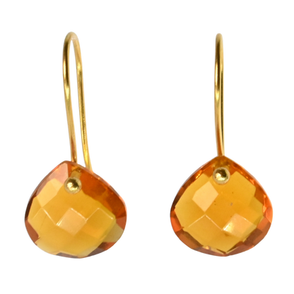 Euro Gold Gemstone Drop Earrings- A279