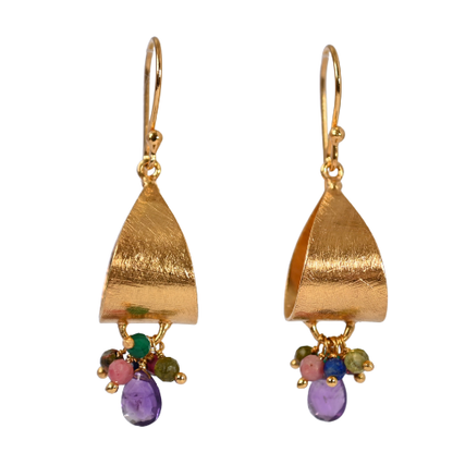 Euro Gold Gemstone Hoops A281 Small version