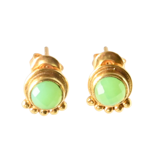 Euro Gold Gemstone Stud Earrings- A225a