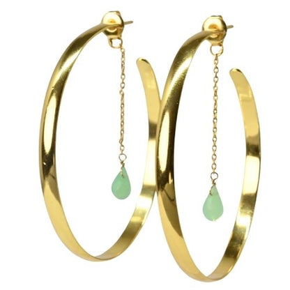 Euro Gold Gemstone Hoop Earrings- A328