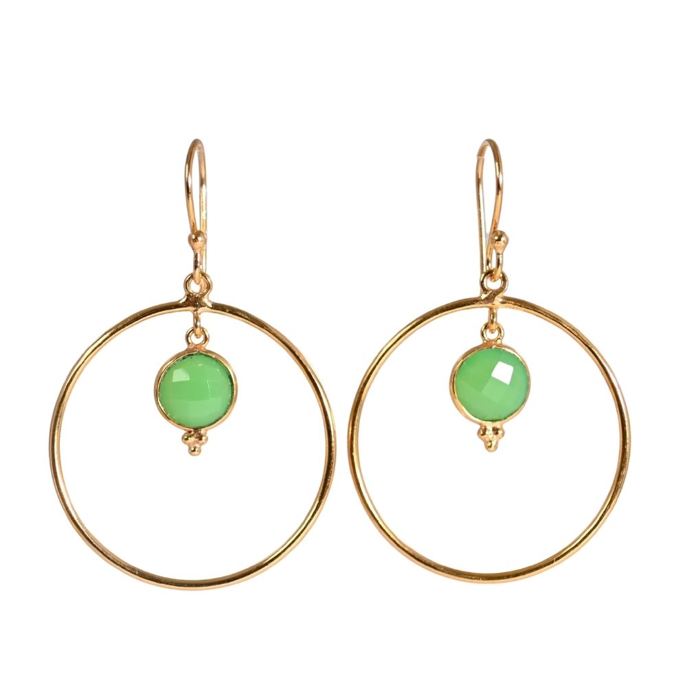 Euro Gold Gemstone Hoop Earrings- A283