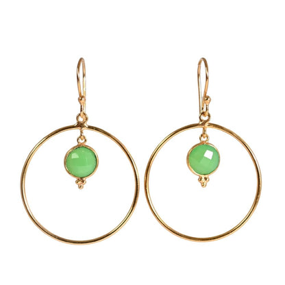 Euro Gold Gemstone Hoop Earrings- A283