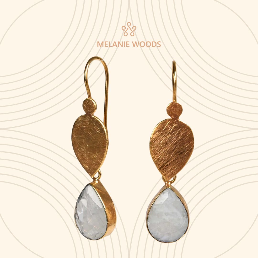 Euro Gold Gemstone Earrings- A197a