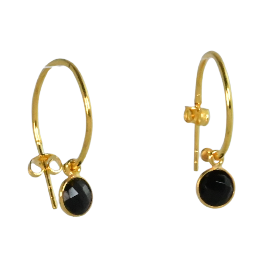 NEW! Euro Gold Gem Hoop Earrings A9a multi gems available