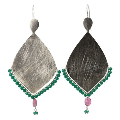 Euro Silver Gemstone Marquis Earrings- CA322