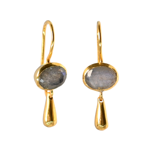 Euro Gold Gemstone Drop Earrings A302