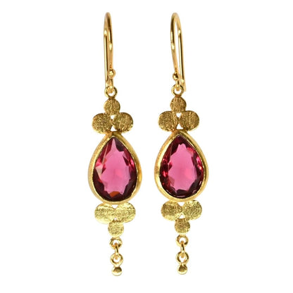 Euro Gold Gemstone Drop Earrings-A264