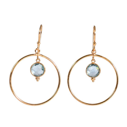 Euro Gold Gemstone Hoop Earrings- A283