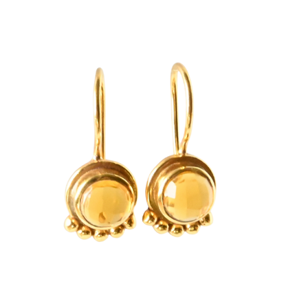 Euro Gold Gemstone Drop Earrings- A238a
