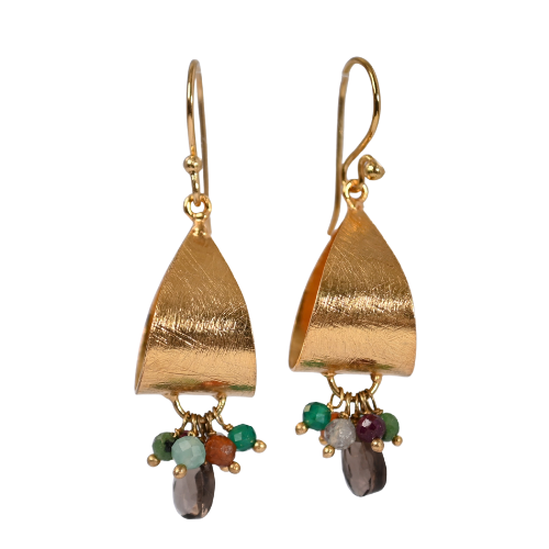 Euro Gold Gemstone Hoops A281 Small version