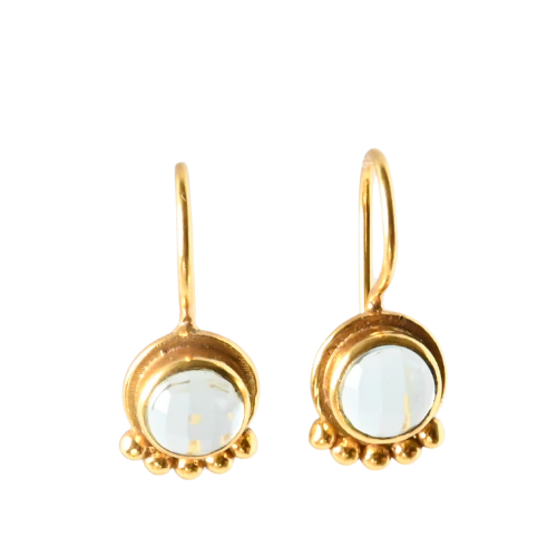 Euro Gold Gemstone Drop Earrings- A238a