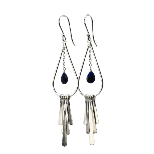 Euro Silver Gemstone Drop Earrings - C247