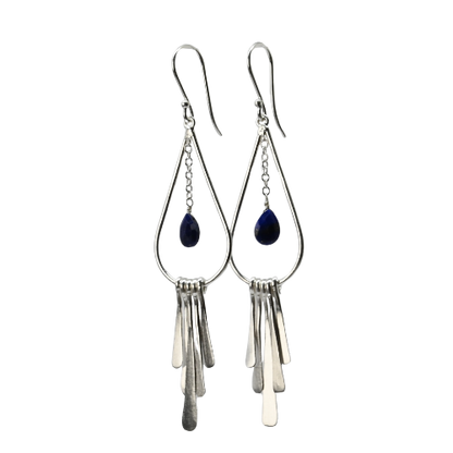 Euro Silver Gemstone Drop Earrings - C247