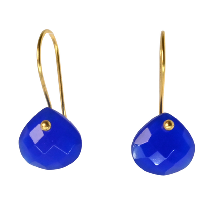 Euro Gold Gemstone Drop Earrings- A279