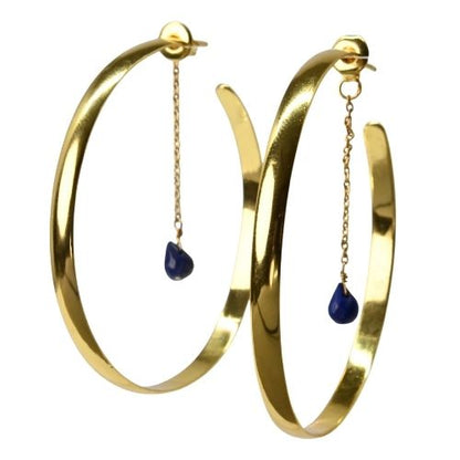 Euro Gold Gemstone Hoop Earrings- A328