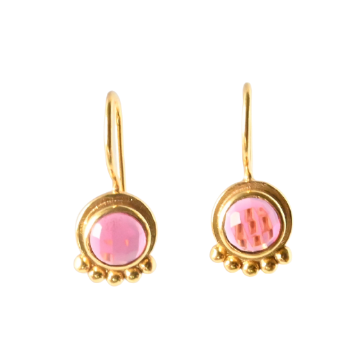 Euro Gold Gemstone Drop Earrings- A238a
