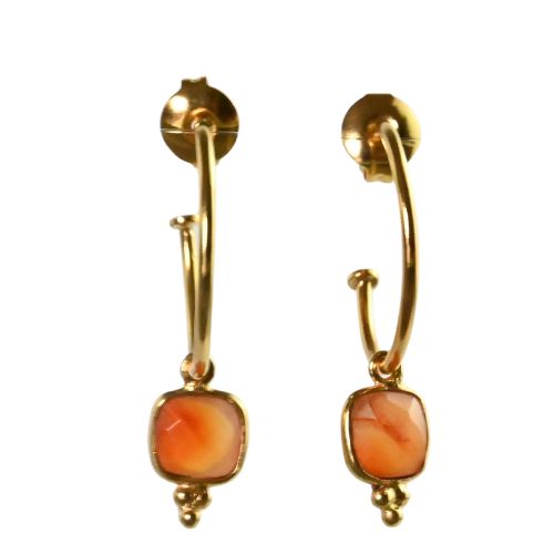 Euro Gold Gem Hoop Earrings A9B multi gems available