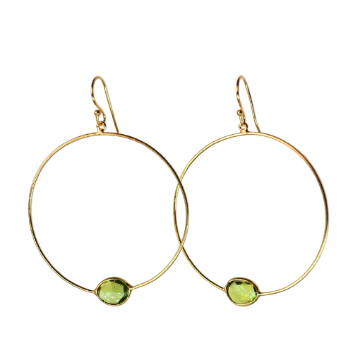 Euro Gold Gemstone Drop Earrings-A304