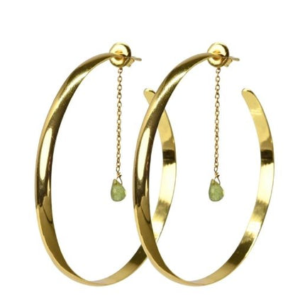 Euro Gold Gemstone Hoop Earrings- A328