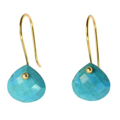 Euro Gold Gemstone Drop Earrings- A279