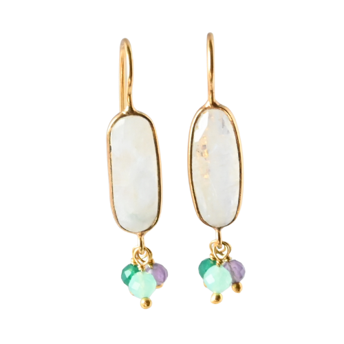 Euro Gold Gemstone Earrings- A317