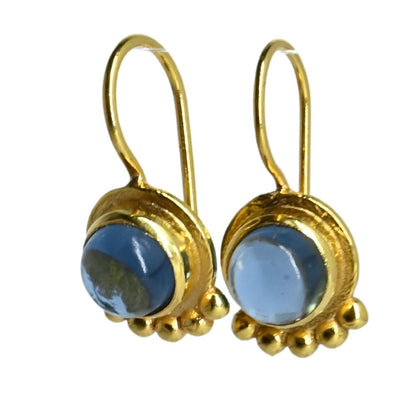 Euro Gold Gemstone Drop Earrings- A238a