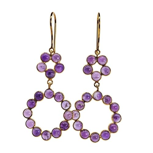 Euro Gold Gemstone Circle drops Earrings-A343