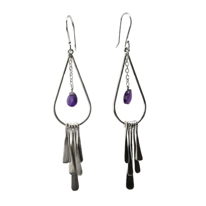 Euro Silver Gemstone Drop Earrings - C247