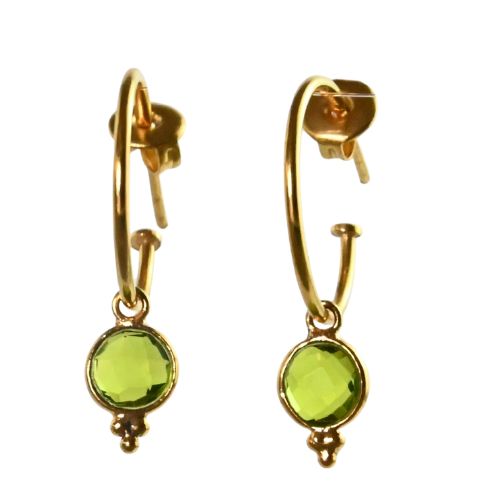Euro Gold Gem Hoop Earrings A9B multi gems available