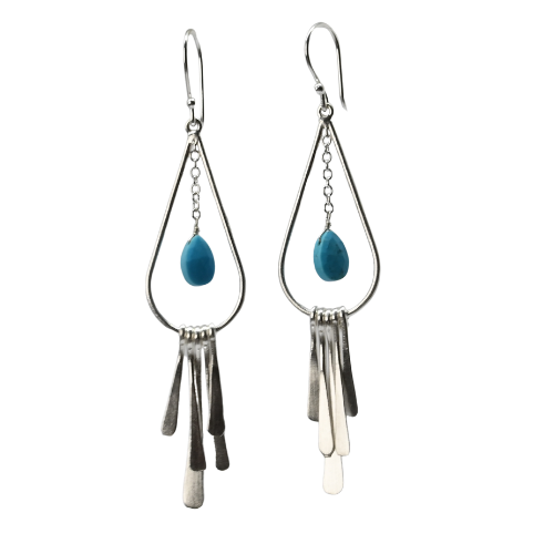 Euro Silver Gemstone Drop Earrings - C247