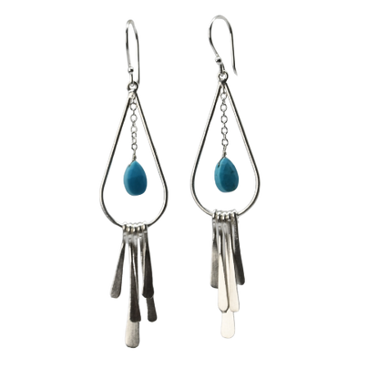 Euro Silver Gemstone Drop Earrings - C247