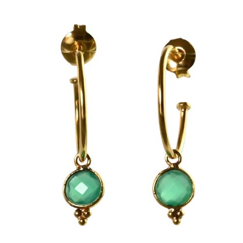 Euro Gold Gem Hoop Earrings A9B multi gems available