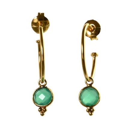 Euro Gold Gem Hoop Earrings A9B multi gems available