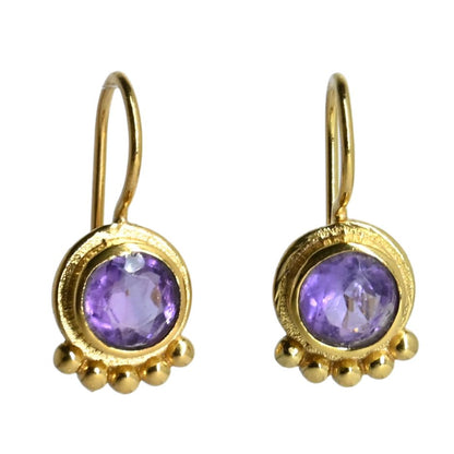 Euro Gold Gemstone Drop Earrings- A238a