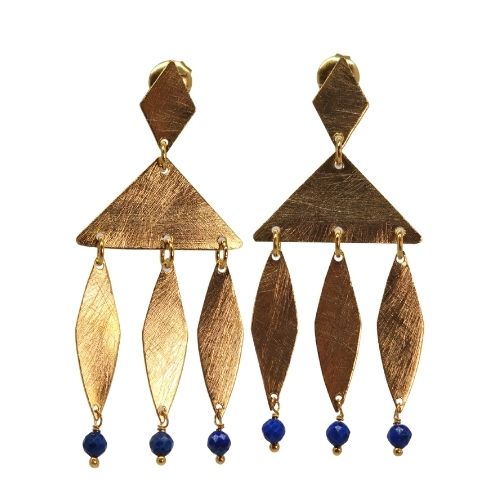 Euro Gold golden harlequin and gem Earrings- A347