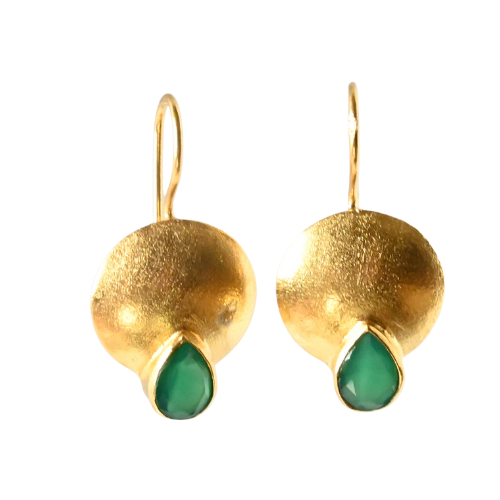 Euro Gold Gemstone Earrings- A223