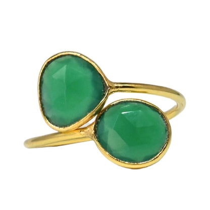 Euro Gold Cuff Ring Open size with gems A256R