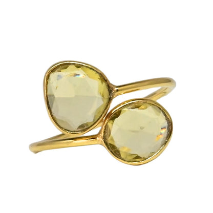 Euro Gold Cuff Ring Open size with gems A256R