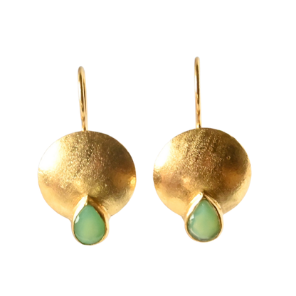 Euro Gold Gemstone Earrings- A223