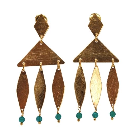 Euro Gold golden harlequin and gem Earrings- A347