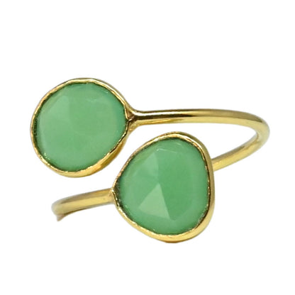 Euro Gold Cuff Ring Open size with gems A256R