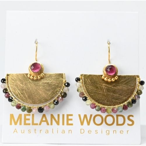 Euro Gold Gemstone Earrings- A327