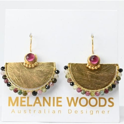 Euro Gold Gemstone Earrings- A327