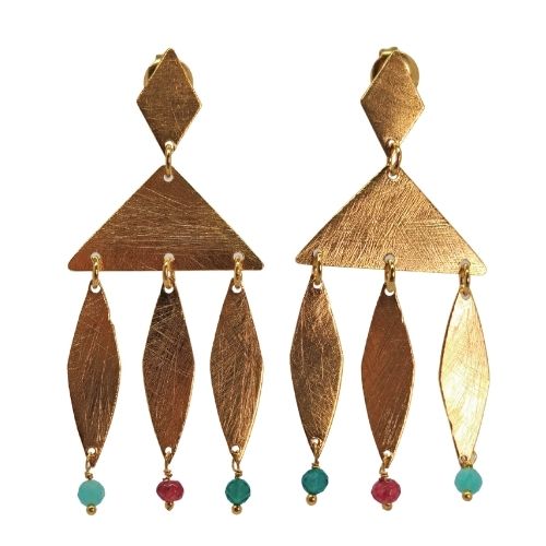 Euro Gold golden harlequin and gem Earrings- A347