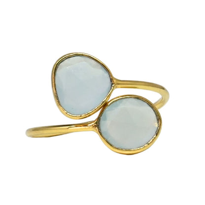 Euro Gold Cuff Ring Open size with gems A256R