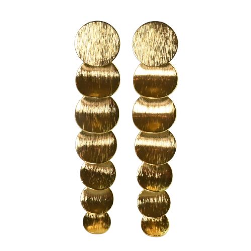 Euro Gold Waterfall Drop Reticulated Earrings B91g