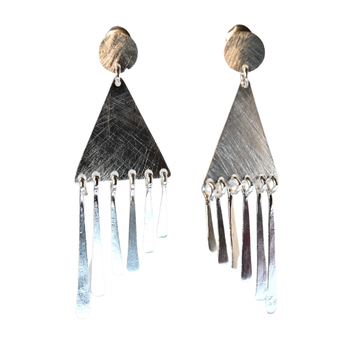 Euro Silver Drop Tassle stud Earrings C237