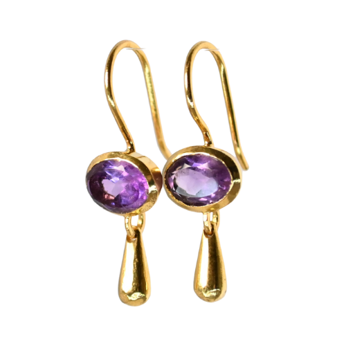 Euro Gold Gemstone Drop Earrings A302
