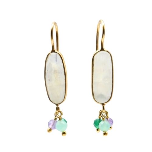Euro Gold Gemstone Earrings- A314