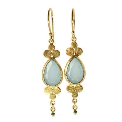 Euro Gold Gemstone Drop Earrings-A264